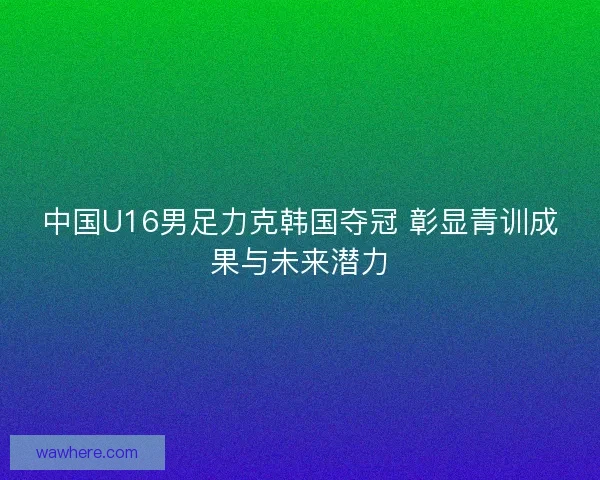 中国U16男足力克韩国夺冠 彰显青训成果与未来潜力